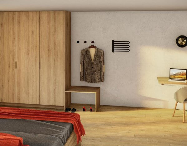 Handtuchtrockner von Axber in einem Hotelzimmer